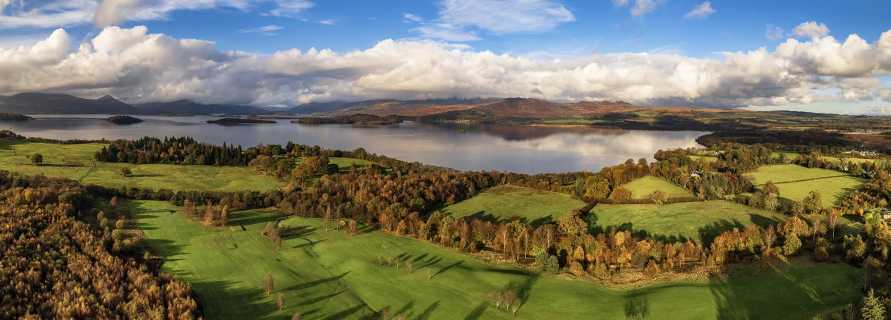 Loch Lomond aerial view Panorama